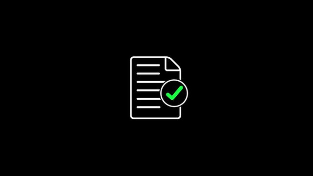 Verified Document Concept with Checkmark Icon - Professional Approval Symbol, Business Compliance, Quality Assurance and Task Completion Motion Graphics Animation.