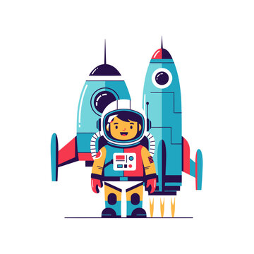 Astronaut in Space Suit Standing.