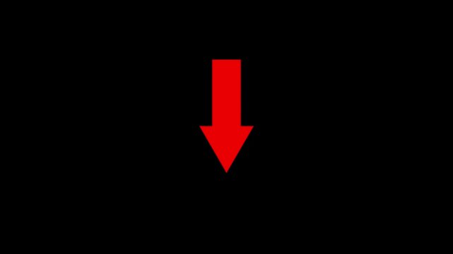 down direction arrow icon animation black background 4k video.