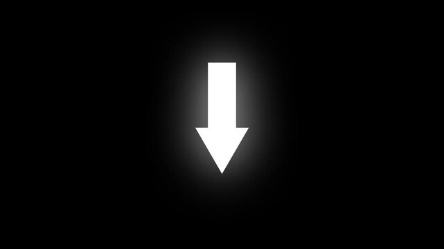 down direction arrow icon animation black background 4k video.