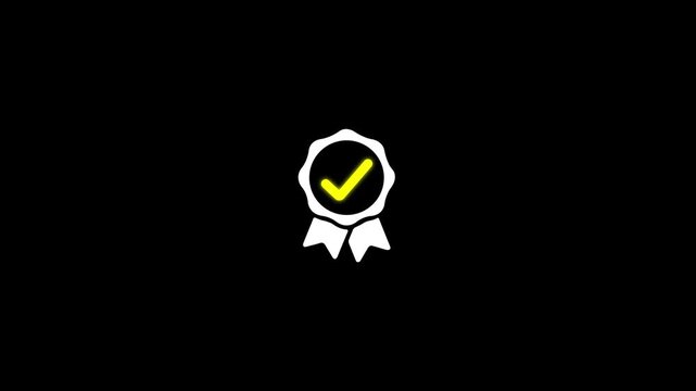 Premium Quality Certification Badge with Checkmark - Professional Business Standard, Quality Assurance, Approval Symbol and Verification Concept Motion Graphics Animation.