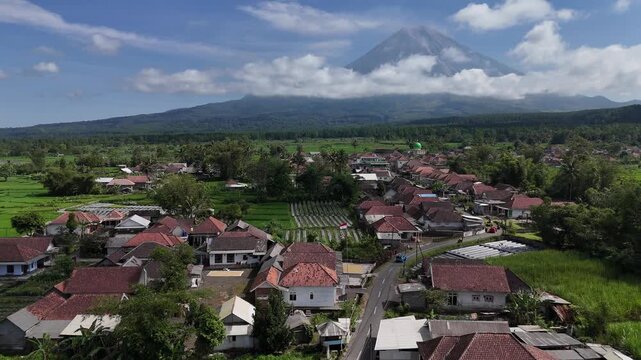 The landscape of Mt.Semeru can seen from Pronojiwo Village, East Java, Indonesia. Mount Semeru is the highest volcano in East Java, reaching 3,676 meters.