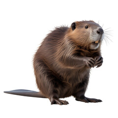 american beaver portrait close up of rodent with brown fur on black background © Fahim