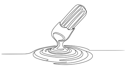 One Line Drawing of Trombone Bell with Liquid Splash © Ipung