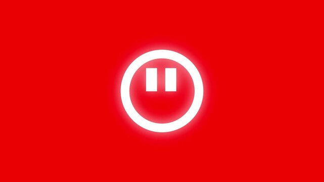 Play and pause button animation with mouse cursor on black and white screen. social media player animation.