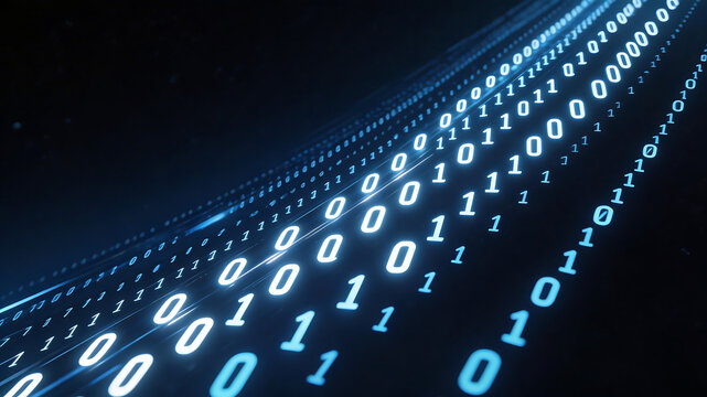 Binary code sequence on dark background