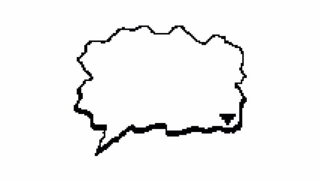 Animated 8-Bit Pixel Art Speech Bubble with Irregular Cloud Shape on Transparent Background