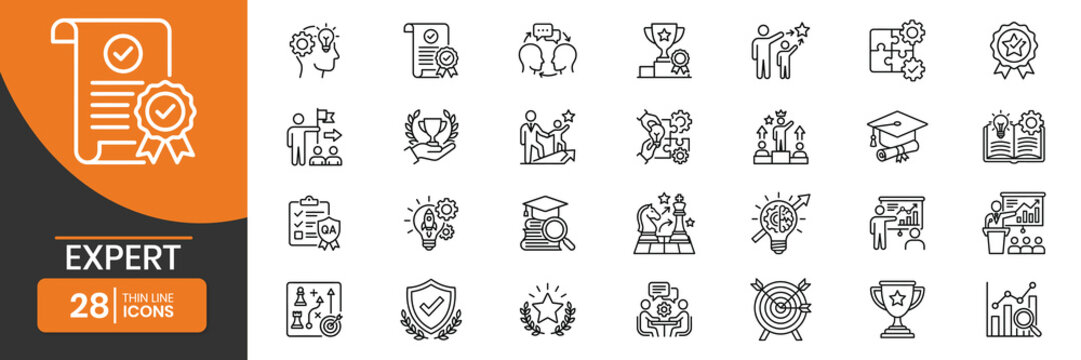 Expert Thin Line Icon Set