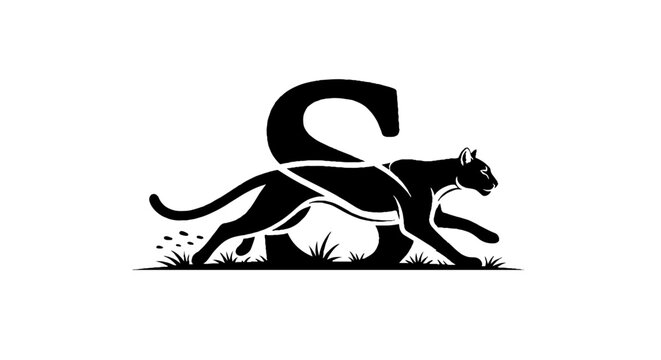 Black Panther Silhouette with Stylized Letter S Design.