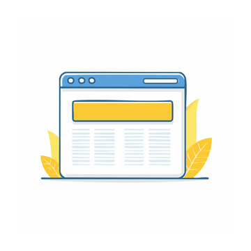 Flat design web browser window with leaves illustration