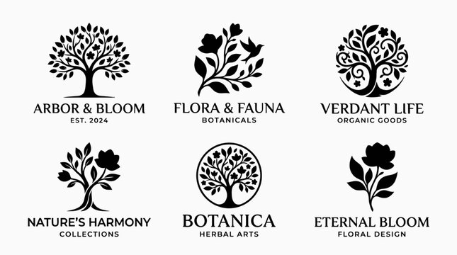 Black and white tree logos.