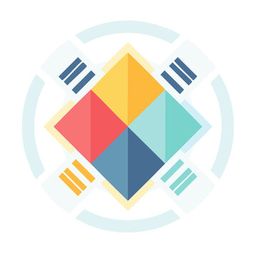 Korean Flag Inspired Geometric Diamond Icon