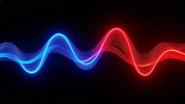 Blue and red glowing wave lines