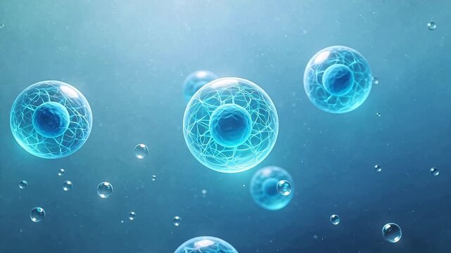 Blue transparent cells floating