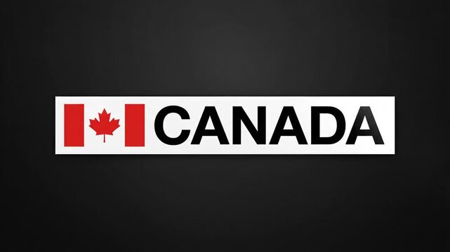 Canada Text Logo with Maple Leaf Symbol Against Dark Background