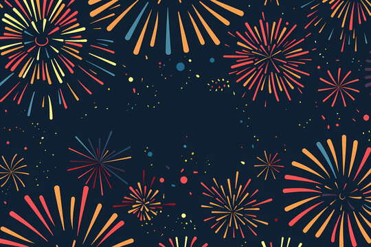 Multiple small colorful fireworks bursting in the dark night sky