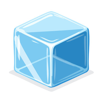 Blue ice cube illustration on white background