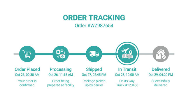 Infographic of Order Tracking Process with Delivery Timeline