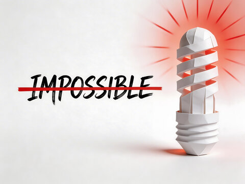 Light bulb with crossed out word impossible