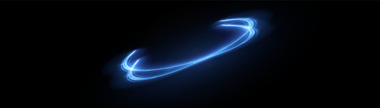 Abstract glowing blue light streak effect on black background with abstract luminous futuristic illumination electric background velocity particle radiance