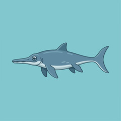 Fototapeta premium flat illustration of the prehistoric animal ichthyosaur
