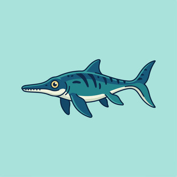 flat illustration of the prehistoric animal ichthyosaur