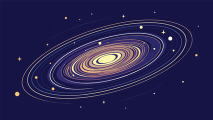 Stylized artistic representation of a spiral galaxy with glowing stars in space science fiction universe astronomy astrophysics exploration celestial interstellar illustration abstract © shachin