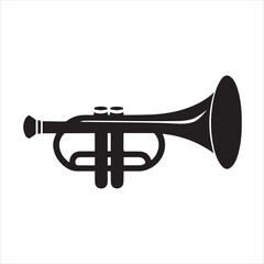 Obraz premium Trumpet Silhouette Icon Vector Illustration.