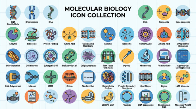 Molecular biology icons and symbols.