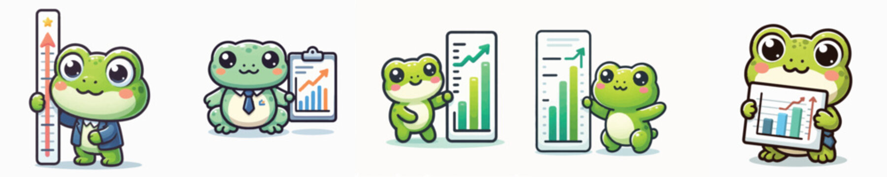 Vector of a cute cartoon frog character holding a growth chart