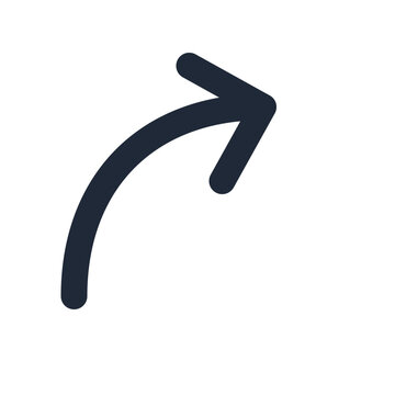 Curved arrow line icon, arrow outline symbol