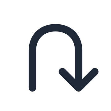 Uturn arrow line icon, arrow outline symbol