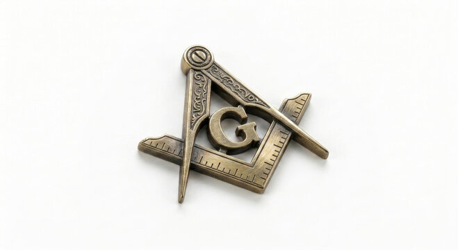Vintage Bronze Masonic Square and Compasses