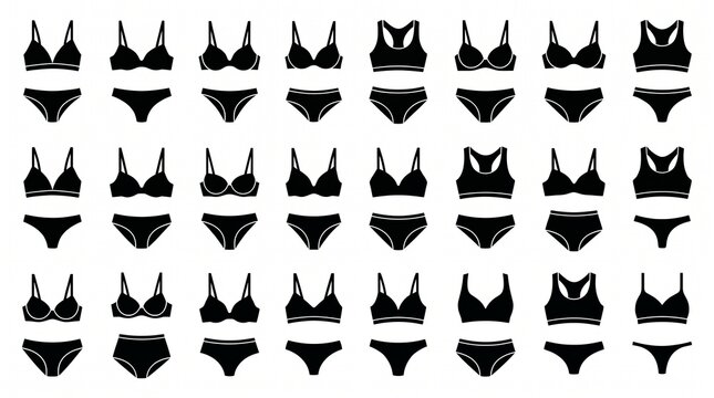 Silhouettes of diverse lingerie sets