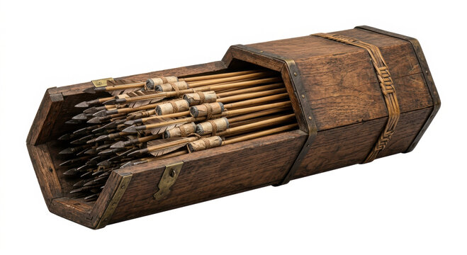 Ancient Wooden Quiver Filled with Arrows