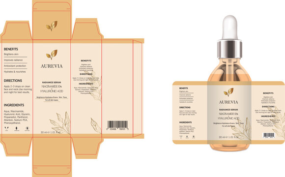 Realistic skin care packaging mock up. Dropper bottle and box template with design label.
