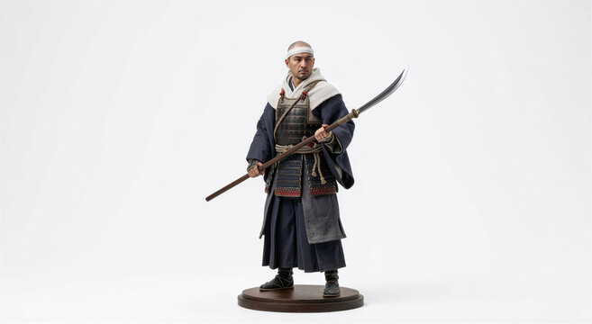 Ancient Japanese Warrior with Naginata Polearm