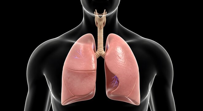Human Respiratory System 3D Anatomy Lungs and Trachea Illustration