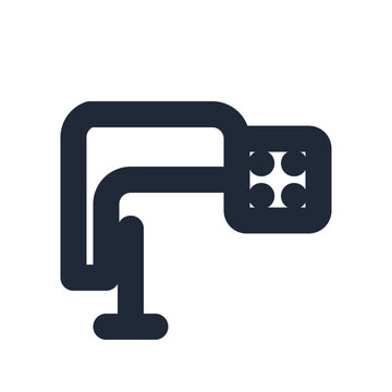 Qr scanner gun line icon, technology outline symbol