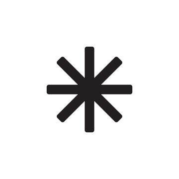 PrintAbstract 8-point starburst logo design vector icon. Minimalist asterisk spark shape template for corporate branding, tech, and modern identity.