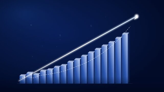 Animated bar chart growth showing financial progress and data analysis