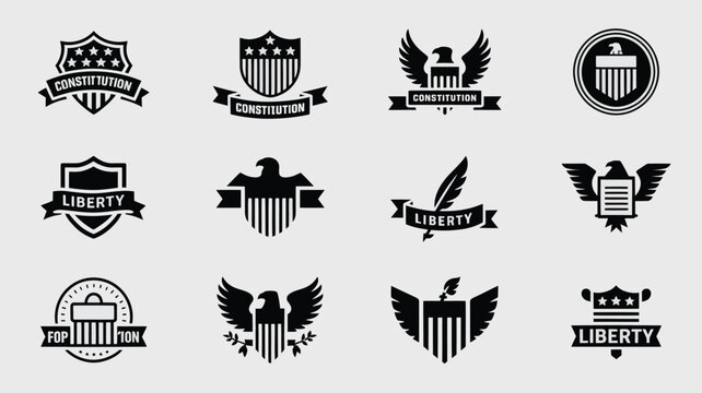 United states constitution emblem with eagle and stars american symbols.