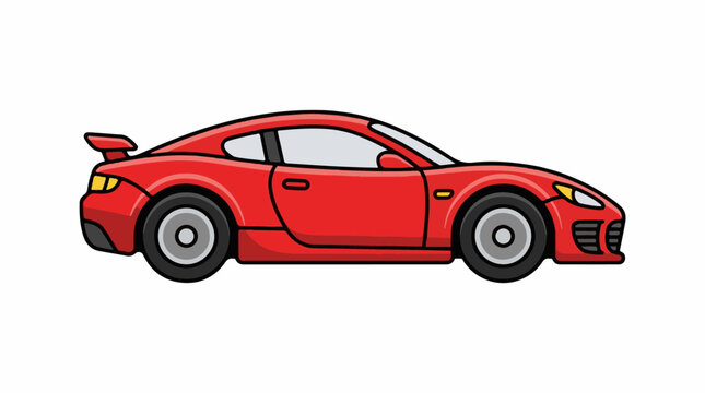 A bright red sports car with a sleek design and spoiler