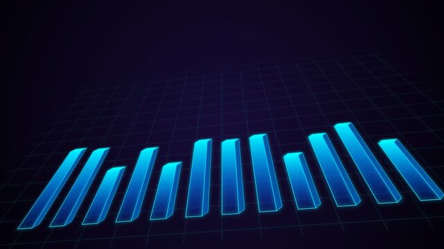 Futuristic financial chart hologram displaying growth trends