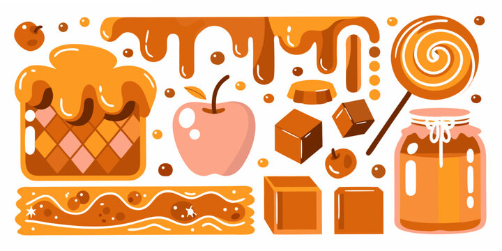Caramel Collection A Vector Illustration Of Sweets And Fruit