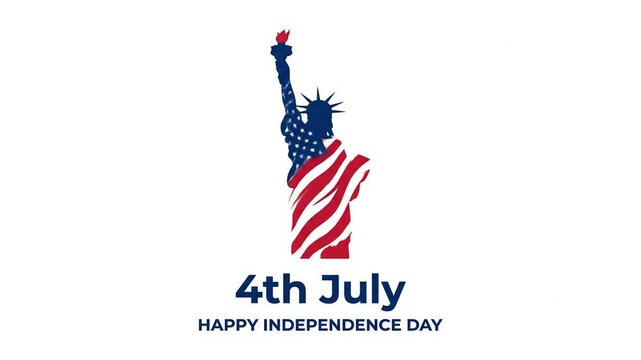 Statue of Liberty silhouette with American flag design for 4th July