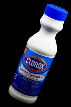 Bleach bottle. Clorox brand liquid bleach.
