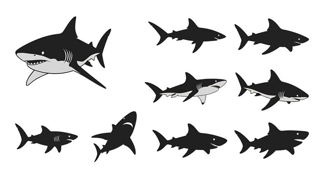 Illustrations of Sharks Swimming Sharks  in Nature Graphic Nature'  
description=