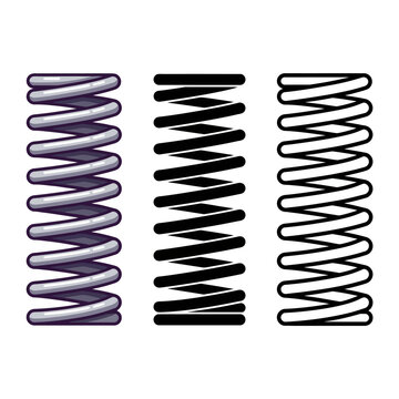 Three different types of springs with various designs and colors for industrial or mechanical uses  springs with coils