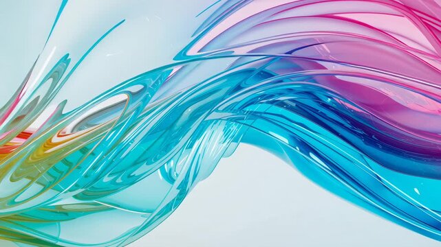 Colorful Flowing Ribbon Wave on White Background